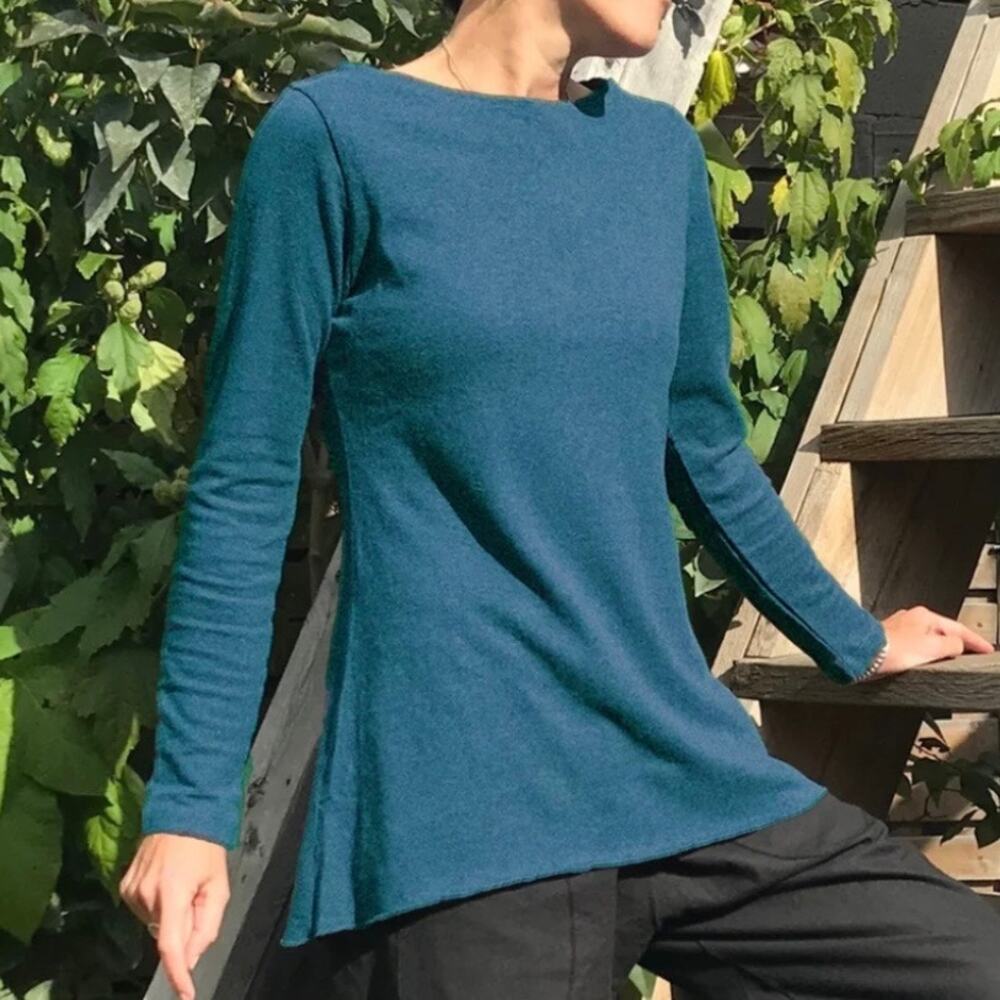 TRUST HEMP COOPERATION | Teal Blue Green Tunic Top Hemp‎ Cotton | Size XL